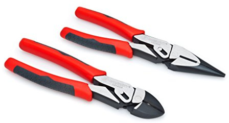 Crescent CCASET2 Pivot Pro Compound Action 8-Inch Linesman and Diagonal Plier, Red, 2-Piece