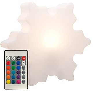 8 seasons design Shining Crystal LED Schneeflocke (Ø 60 cm, weiß) mit Farbwechsler (15 Farben), inkl. Leuchtmittel, Tischlampe, Deko Winter beleuchtet, Stimmungslicht, für innen & außen