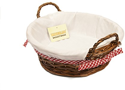 woodluv Storage Baskets Willow, Basket to make hamper, Handmade Woven Organizer Basket, Hamper basket Storage Basket for shelves, 33x29cm - Round