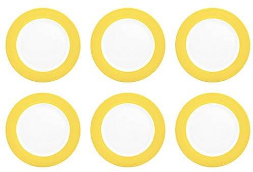 Ritzenhoff & Breker Doppio Dessertteller, 6er Set, Kuchenteller, Frühstücksteller, Porzellan, Sonnengelb, Ø 20 cm, 565058