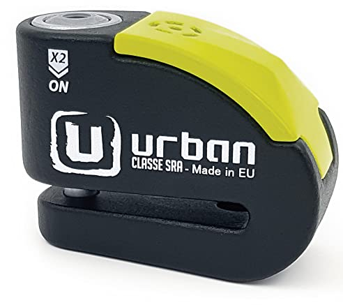 URBAN UR10 Blocca Disco per Moto Senza/Con Allarme Hi-Tech 120dB, Antifurto Moto Omologato SRA Massima Sicurezza, Warning Sensibilità A+, Acciaio Carbono, Lucchetto Bloccadisco Doppio Bloccaggio 10mm