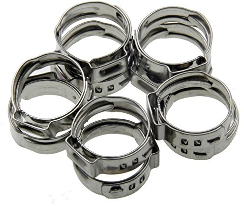 Alkan 10x 1-Ohr Schlauchschellen Edelstahl 12,8-15,3 mm Klemmschellen | Edelstahl 1-Ohr-Klemmen, Leitungsschellen und Schlauchklemmen mit Spannbereich 12,8-15,3 mm