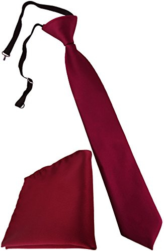 TigerTie Security Sicherheits Krawatte + Einstecktuch Uni einfarbig - vorgebunden mit Gummizug