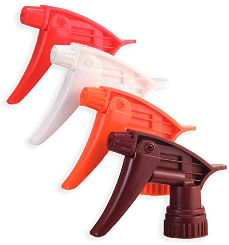 The Mop Mob Chemical Resistant Spray Head 4 Pack. Industrial Sprayer Perfect for Auto/Car Detailing Supply & Janitorial Cleaners. Heavy Duty Low-Fatigue Trigger & Nozzle Replacement Fits 32oz Bottle