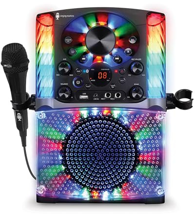 Singing Machine SML625BTBKD Karaoke Machine, Portable Bluetooth CD+G Karaoke System, Black