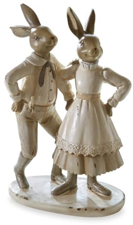 Loberon Hasen Paire, Creme/braun | liebevoll handbemalt, Zauberhaftes Hasenpaar, Osterhasen, Osterfiguren, Ostern, Osterdeko, Polyresin