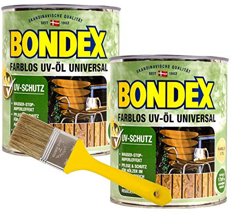 Bondex Farblos UV-Öl Universal farblos 1,5L Hartholzöl Holzöl Terrassenöl+Pinsel
