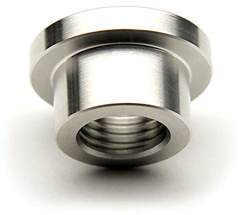 1/4” NPT Female Weld Bung – 304 Stainless Steel Stepped Threaded Fitting (OD 0.7”) with Thick Top Head Flange (OD 1.0”) – One-Way Tapered Thread for Custom Weld-On Installs