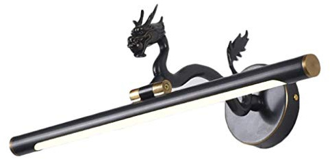 LED Spiegelleuchte Badezimmer Spiegellampe Modern Wandleuchte Schminklicht Kreative Drache Form Design Schminktisch Spiegelschrank Leuchte Einstellbar Winkel Neutralweiß Licht 4000K, Schwarz,35cm7W