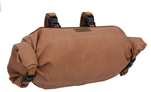 Gusti Lenkertasche Leder - Pedro D. Damen und Herren Fahrradtasche mit Befestigung Kuriertasche Lenkstangentasche wasserdicht Fahrrad groß Braun Canvas & Leder