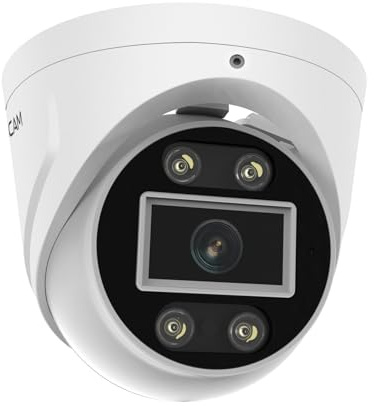 Foscam Caméra dôme IP extérieure PoE 8 MP avec Spots Lumineux et sirène T8EP Blanc