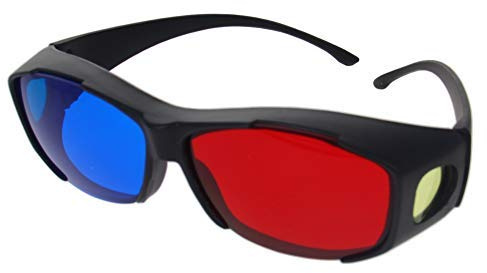 Othmro Occhiali 3D Rosso-Blu Nero Plastica Grande Telaio Lente Resina Stile Semplice 3D Film Game Rosso-Ciano Anaglifo 1 Pz