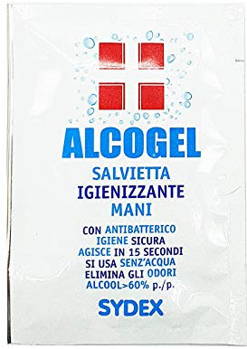 Sydex-Salviette Igienizzanti Mani Antibatterico Alcogel Monodose Gel Alcool 60%, 50 Pezzi