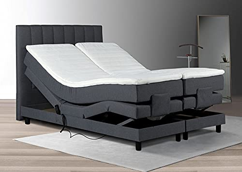 Tesla Dreams Emotion Box Spring Bed 160 x 200 cm Electric Adjustable Mattress, 7 Zone Pocket Spring Mattress, Topper VISCO/Cold Foam, H2/H3, (160 x 200 cm Cold Foam, Anthracite)