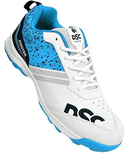 DSC Zooter Cricket Shoes | White/Black | for Boys And Men | Polyvinyl Chloride | 9 UK, 10 US, 43 EU