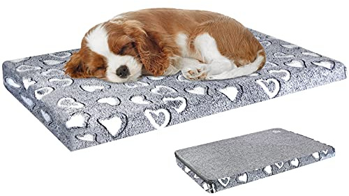 VANKEAN Reversible Cool and Warm Dog Bed Mat for Crates - Stylish Pad With Waterproof Inner Linings and Removable Machine Washable Cover, Firm Support for Small to XX-Large Dogs, Grey