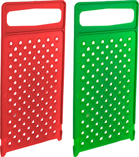 Rallador de mano de plástico – Pack de 2 – Rallador plano de queso – Rallador de mango