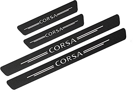 COJJ 4 Stücke Auto Einstiegsleisten Türschweller, für Opel Corsa D A B C E F OPC Accessories 2021 2020 2019 2018 2017 Kohlefaser Türschweller Aufkleber Anti-Kratz-Schutzstreifen