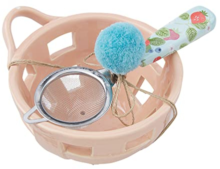 Mud Pie 41540015P, rosa, juego de bayas, cesta 3.5 x 5.5 de diámetro | Colador 7.25