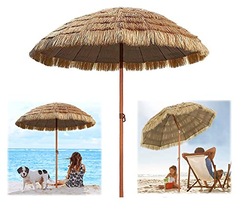 Hawaii Gartenschirm Rund UV-Schutz Stroh Sonnenschirm for Balkon Und Terrasse – Klappbar, Sonnenschutz, Wärmeisolierung, Ø160CM/ø200CM (Size : 180cm/6FT-with tilt)