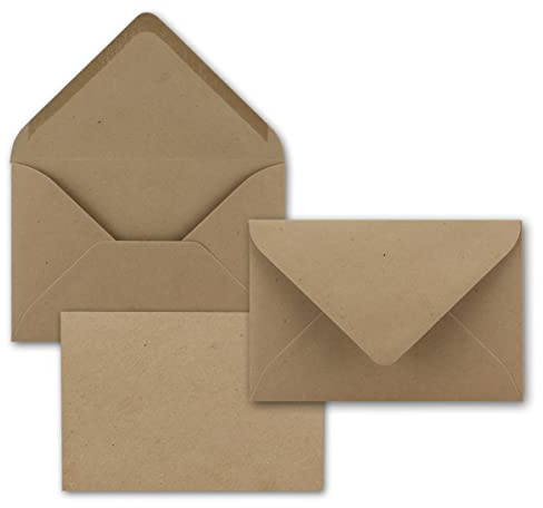 Briefumschläge aus Kraftpapier - Braun - 25 Stück - DIN B6 Format 125 x 185 mm - 120 Gramm pro m² - Größer als DIN B6 für dicke Faltkarten - Nassklebung - ideal für Weihnachten und Einladungen