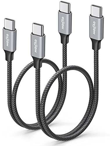 eyjiew 0,6 m USB C a USB C Cable corto [60 cm 2 unidades], 60 W PD Tipo C