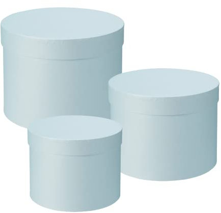 Oasis Symphony Lined Hat Boxes - Set of 3 - Baby Blue - Flower Display Storage Decor Box