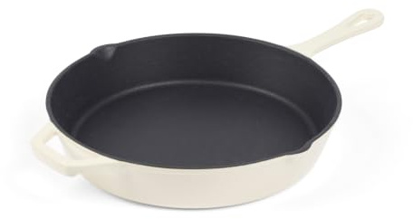 Salter Chester Cast Iron Frying Pan 26 Cm, Deep Skillet, Cream | Oven Safe To 240 C, Induction Suitable, PFAS-Free Coating, Hob-To-Oven-To-Table Use, Heat Retention