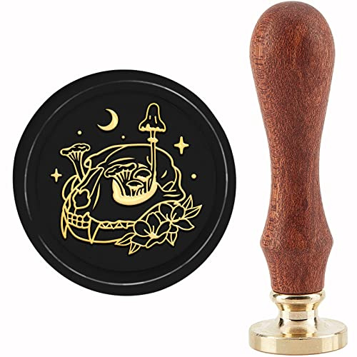 craspire Tierknochen-Pilz-Wachssiegelstempel, Kupfer, 30 mm, Retro, Abnehmbarer Siegelstempel, Messing-Stempelkopf Mit Holzgriff Für Hochzeit, Brief, Einladung, Umschlag, Karte, Scrapbook, Tasche