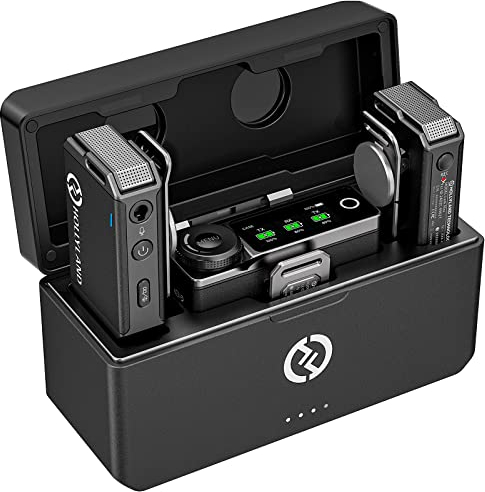 Hollyland Lark MAX Microfono Wireless Professionale, ENC Antirumore, Qualità audio 48kHz/24 bit Memoria 8GB, 22 Ore, 250 M, Microfono Lavalier Wireless per Fotocamera DSLR, Smartphone, iPhone, Laptop