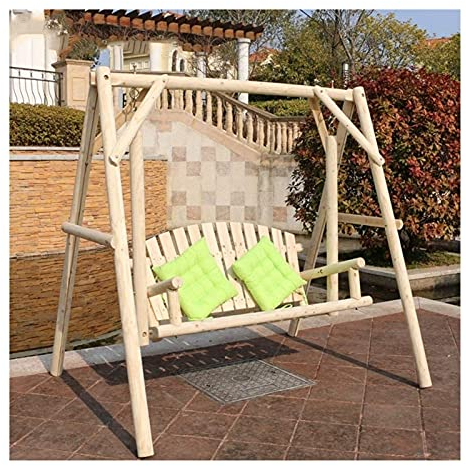 Terrassen-Schaukel, Veranda-Gleiter, Hängebank, Stuhl, Gartenschaukel, Außenmöbel, Outdoor-Schaukelstuhl, aus massivem Holz, wasserdicht und korrosionsbeständig, Doppeltererrassen-Schaukelstuhl
