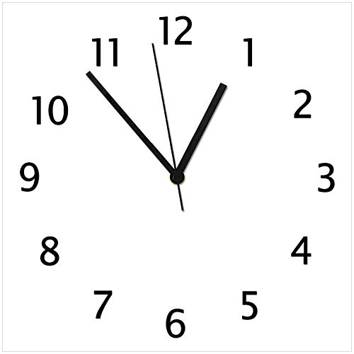 Wallario Design-Wanduhr Weiß aus Glas, Motiv-Uhr Größe 30 x 30 cm, Schwarze Zeiger