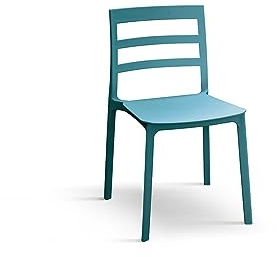PAZZO DESIGN Sedia Luca, Set Da 4, Blu, Polipropilene, Cucina, Sala Da Pranzo, Giardino, Impilabili - id_1965
