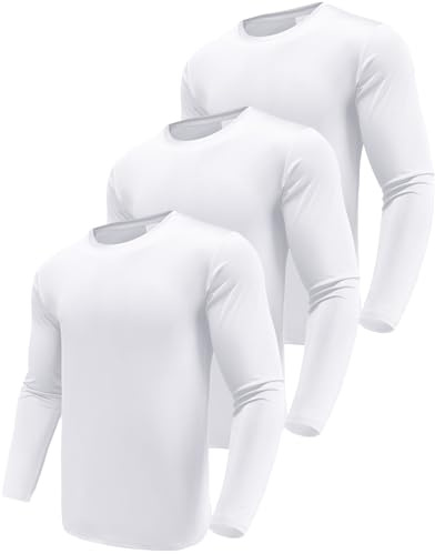 Paquete de 1, 3 o 5 Camisetas de Manga Larga para Hombre, Ajuste seco, protección Solar UPF 50+, Camisetas atléticas para Gimnasio y Entrenamiento para Correr