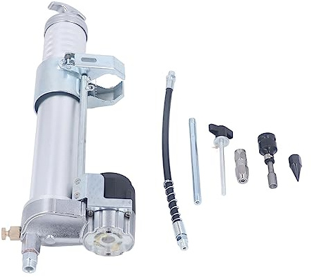 Fockety Elektrischer Fettpressenbohrer Adapter, 600 CC 12000 PSI Verriegelbarer Fettpressen Kupplung mit Hochdruckschlauch, Pumpenanschluss, Kabelloses Fettpressen Zubehör, Pneumatisches