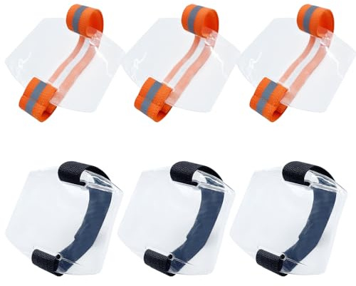 ONEBO 6 Stück Arm Abzeichenhalter, Armband Ausweishalter, Hochsichtbares Sicherheitsarmband, für Rettungspersonal, Sicherheitspersonal, Wachen (3 Fluoreszierendes Orange + 3 Schwarz)