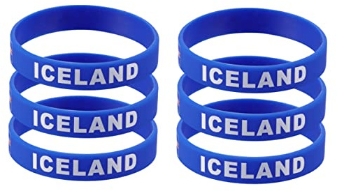jojofuny 6pezzi Bracciali in Silicone Motivo Nazionale Islanda Morbidi e Resistenti Unica Adatti Per Partite Di Calcio e Eventi Internazionali