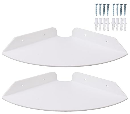2 Stück Eckregale, 3 x 21 x 21cm Wandregal Schwebendes Wandhalterung Schweberegale Viertelrunde Hängende Sammlerstücke Ausstellungsregal Badezimmer Wandmontiertes Duschregal für Schlafzimmer (Weiß)