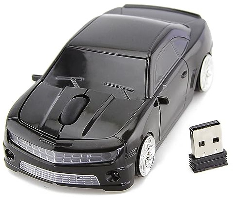 F&Y Souris sans fil inspirée de la voiture de sport, capteur de haute précision 2,4 G, souris d'ordinateur ergonomique pour ordinateurs portables, éclairage LED USB rechargeable, accessoire de bureau