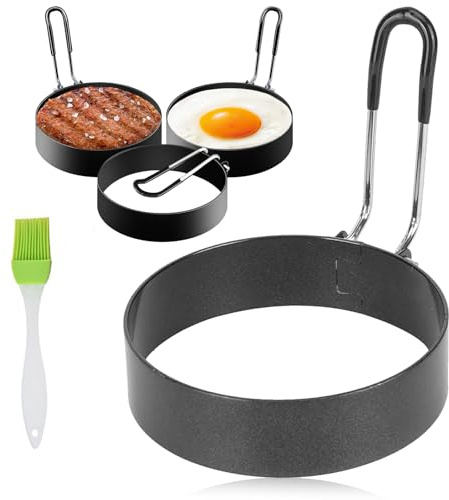 Egg Ring, 4 Stück Edelstahl Pancake Form, Spiegeleiform Edelstahl Ei Ring, 7,6 cm Rund Spiegeleiformen Antihaft, Pancake Form, zum Spiegelei, Pfannkuchen, Omeletts