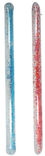Wedhapy Schwimmnudeln Aufblasbare Poolnudel 2 STK 8,6 x 147,3 cm Aufblasbare PVC Schwimmnudel mit farbigem Glitzer Aufblasbarer Poolstab Schwimmzubehör Blau und Roségold