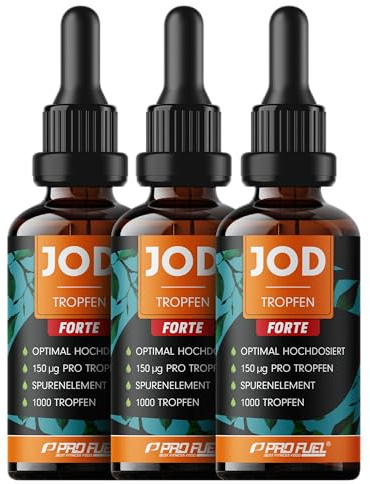 Jod Tropfen FORTE 3000x mit 150 µg Jod pro Tropfen - optimal hochdosiert - nur 1 Tropfen am Tag - bioverfügbares Jod aus Kaliumjodid - alkoholfrei & vegan - laborgeprüft mit Zertifikat