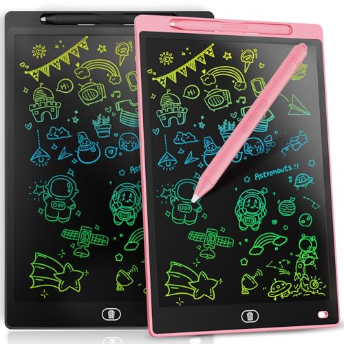 8,5 Zoll buntes LCD-Schreibtablett, löschbares Zeichenbrett, Kindergeschenk, Grafiktablett für 2-7 Jahre, 2 Stück, Schwarz & Rot