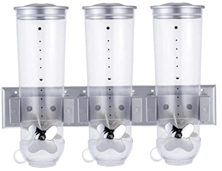 Distributeur de nourriture sèche, triple récipient de nourriture sèche, triple distributeur de nourriture sèche, bac de rangement de produits secs, bac de rangement pour céréales de grille, petite