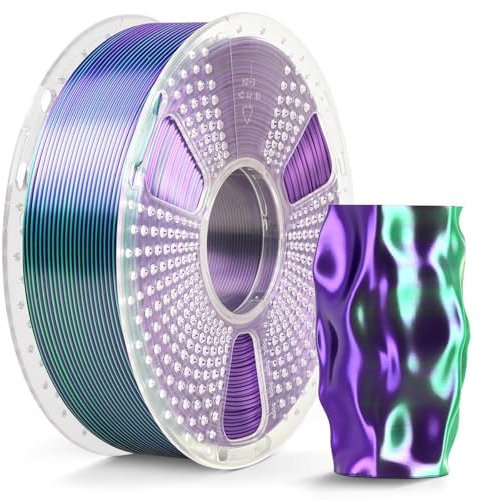 SUNLU Silk PLA Plus 3D Druckerfilament, zweifarbiges glänzendes PLA+ Filament 1.75mm, Seidentexturen, 360° Drehung enthüllt vielfältige Farben, Maßgenauigkeit+/-0.02mm, 1kg Spule(2.2lbs), Grün Lila