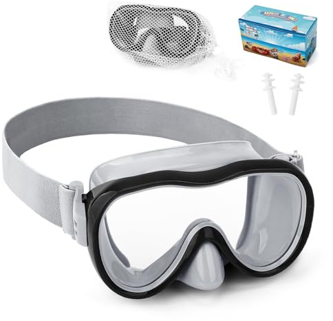 Simglasögon för barn, anti-läckage, snorkelmask med nässkydd och elastiskt tygband, UV-skydd simglasögon för pojkar och flickor
