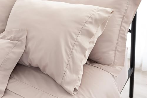 Fantasy Sateen Modern Taupe Set di lenzuola per letto da 150 a 240 x 280 + 2 cuscini 50 x 85
