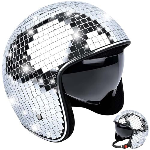 Pipihome Discokugel Hüte - Diskokugel Helm | Glitzer Spiegel Glas Discokugel Hut Helm | DiscoDekor Helme | Disco Spiegel Glitzerball Helme | Disco Spiegel Hut | Glitzer Spiegel Glas Disco Ball Hut