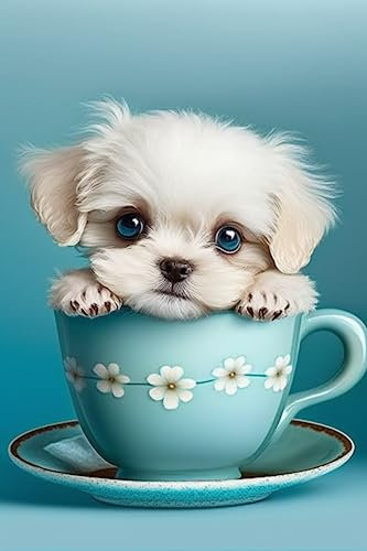 1000 Pieces Puzzles for Adults - White Teacup Puppy Jigsaw Puzzles Educational Game Puzzle Collectibles DIY Toys for Family Friends
