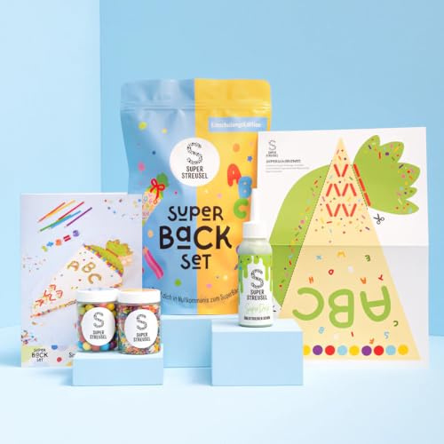 Super Streusel SuperBackSet – Einschulung ABC Streusel Kuchendeko Schulanfang Einschulung Kita Abschluss Essbare Buchstaben für Torte